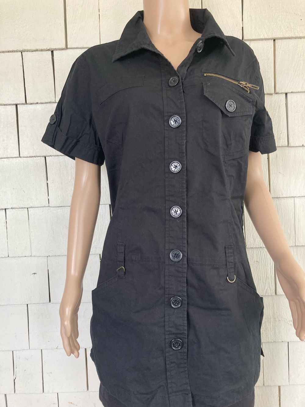 Abbey Dawn by Avril Lavigne Black Button Up Mini Dress Size XL
